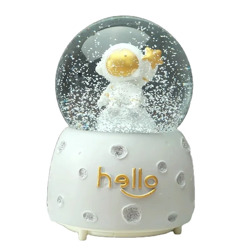 Custom Resin Astronaut Crafts Girls Bedroom Desktop Decorations Creative Girls Birthday Gifts Snow Globe