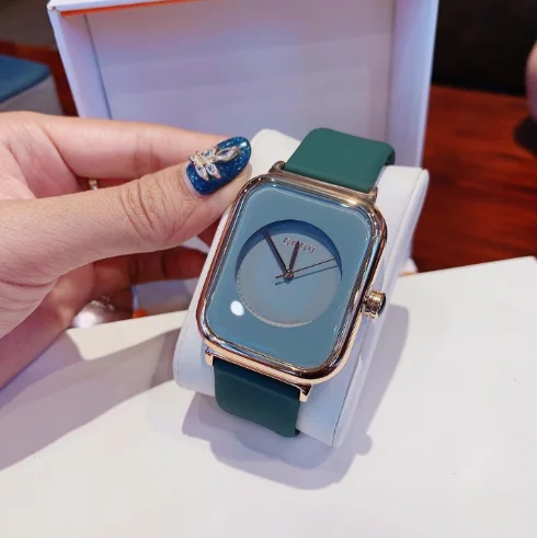 GUOU Silicone Band Square Ladies Fashion Watch Candy Dial No scale Watches Women Wrist Luxury Quartz Watch