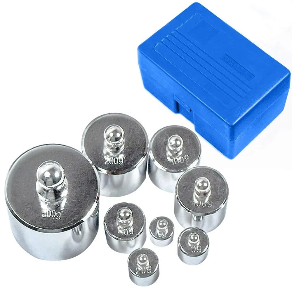 8 Pieces 1kg Steel Chrome Plated Calibration Weight Set Case Tweezers for Digital Jewellery Scale Science Lab