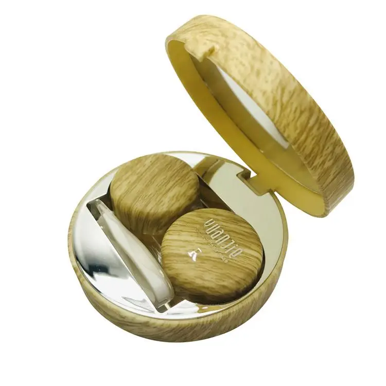 
Eyewear accessories custom portable plastic colorful eye contact lens case Wood grain Personalized Luxury Unisex eyeglass 