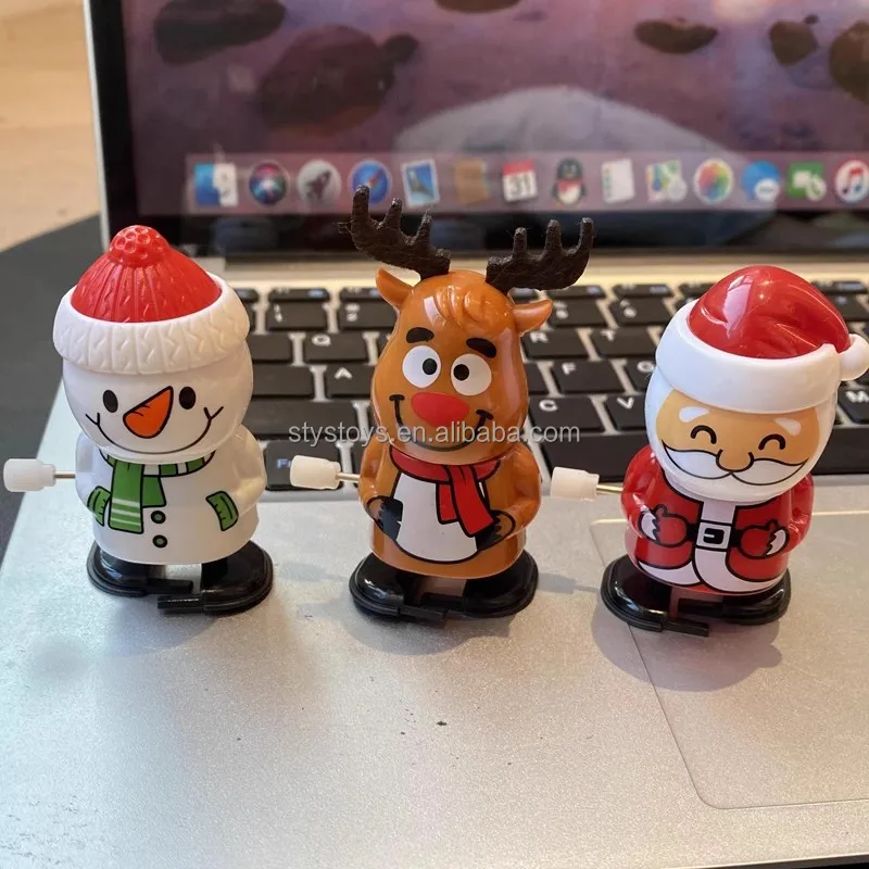 Christmas Wind-Up Toys Shaking Head Walking Mini Christmas Toys Wind-up Santa Snowman