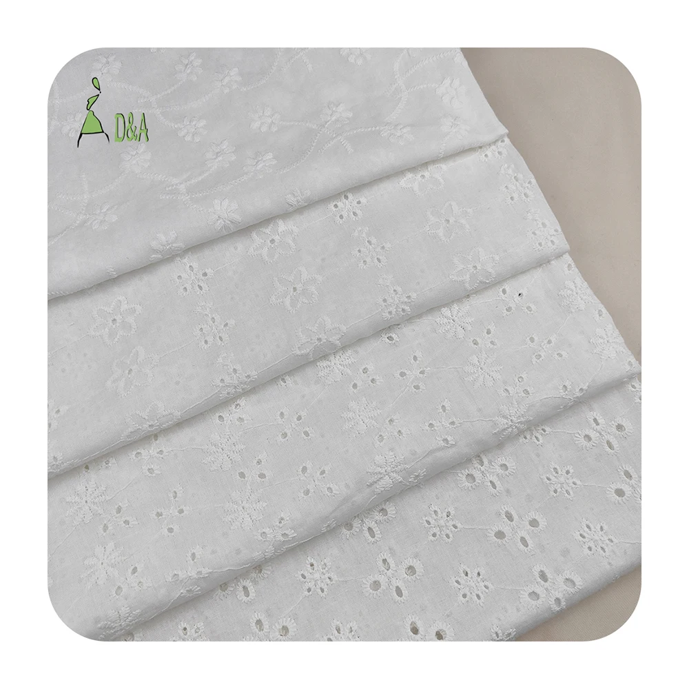 High Quality White 100% Cotton Embroidery Voile Fabric Stock Available For Garment