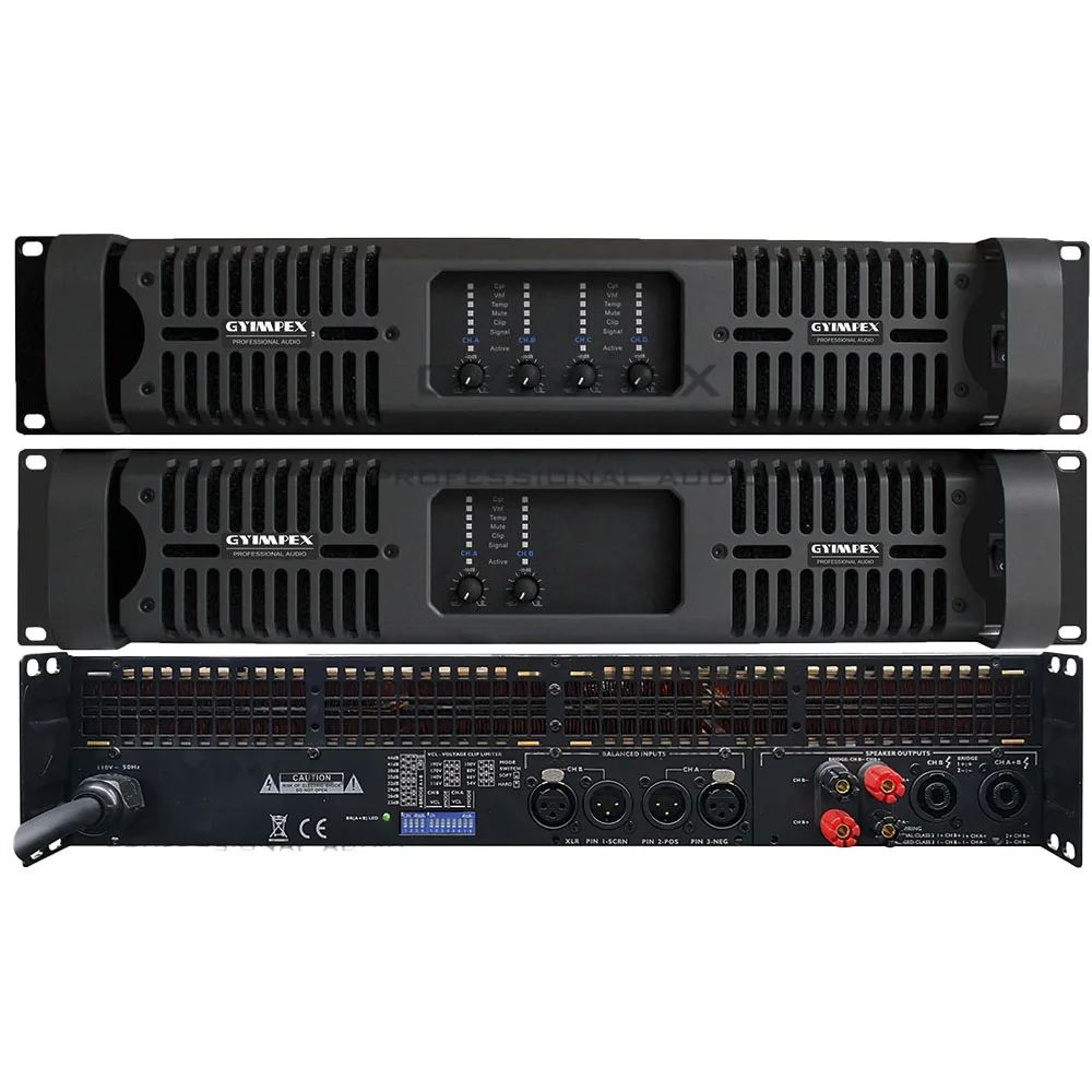 Low operation EMC standard amplifier 2U 2ch 2 Ohm Stable 2400w*2 Amplifier professional audio stereo amplifier for discos