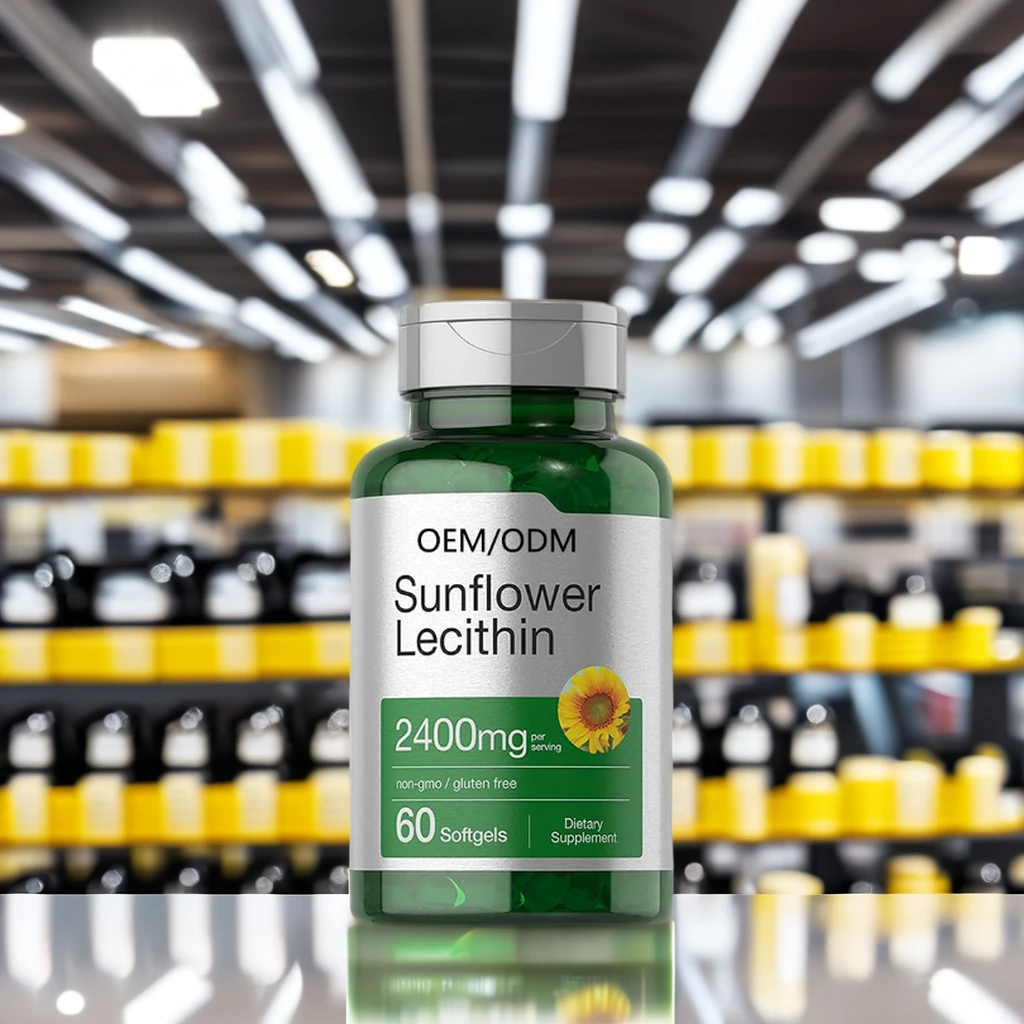 OEM Organic Softgel Capsules Factory-Supplied Gluten-Free Sunflower Lecithin Supplement Antioxidant Function
