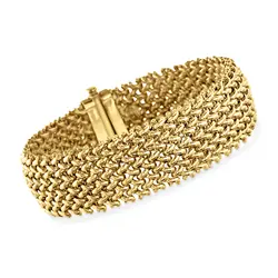 Firstmadam Italian 18kt Yellow Gold Riso Bracelet Gorgeous 18mm Mesh bracelet