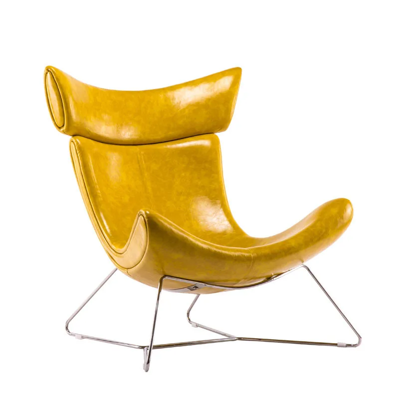 Bright yellow Foshan factory rotating chair luxury relax single sofa with ottoman