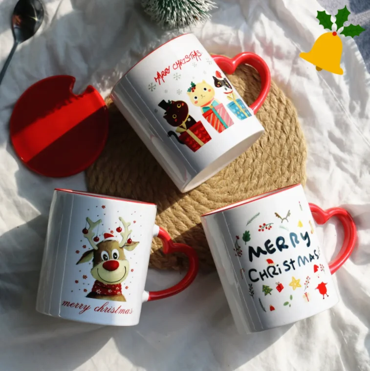 Christmas Tea Coffee Mug With Logo Hot Selling Christmas Coffee Ceramic Cup 11oz Porcelain Plain White custom Logo