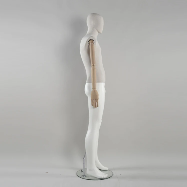 vintage fabric wood arm male mannequin, suit display men mannequin