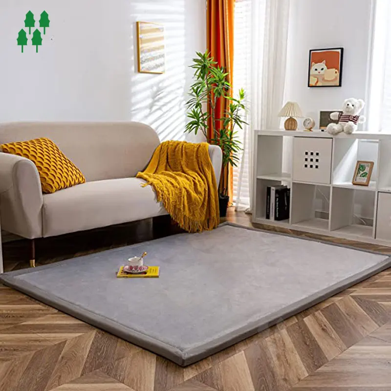 Simple Tatami Mats Coral Fleece Velvet Bedroom Carpet Thicken Children Kids Playmat Lving Room Crawl Mat Large Area Rug