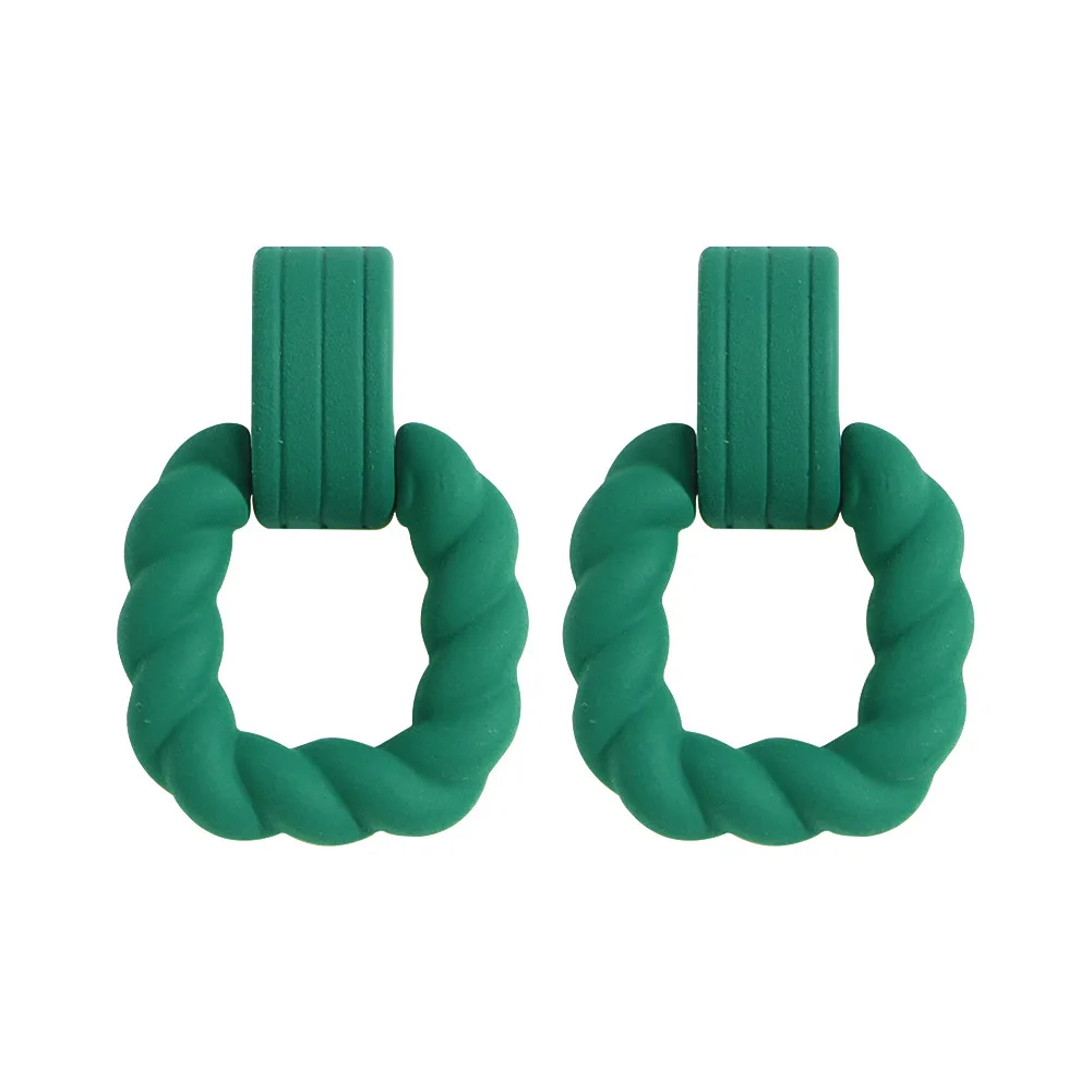 Hot sale good quality green Large diamond earrings hoop 2022 handmade rice bead braided earrings for women