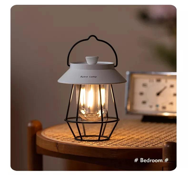 Retro Portable Camping Lantern 5000mAh Outdoor Kerosene Vintage Camp Lamp Warm White Tent Light for Hiking Climbing Yard
