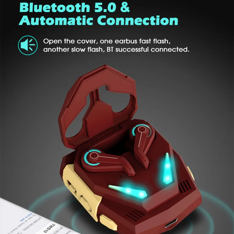 BT 5.0 Wireless Earbud Gaming Headset/Handheld Game Console, TWS Sports Gaming Headset for IOS/Android