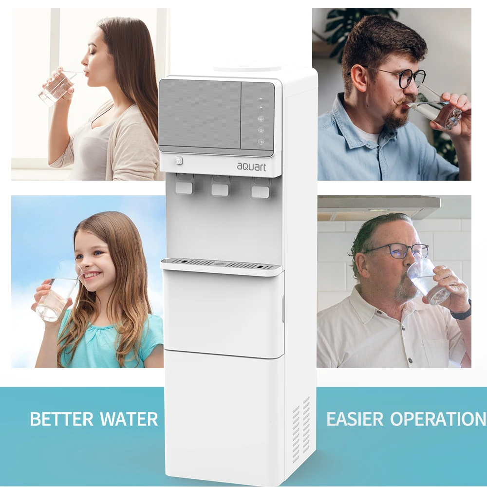 3 in 1 Water Dispenser with build in ice maker 3 Temperature Touching Control Panel 12kg Ice Cube per day Compressor cooling