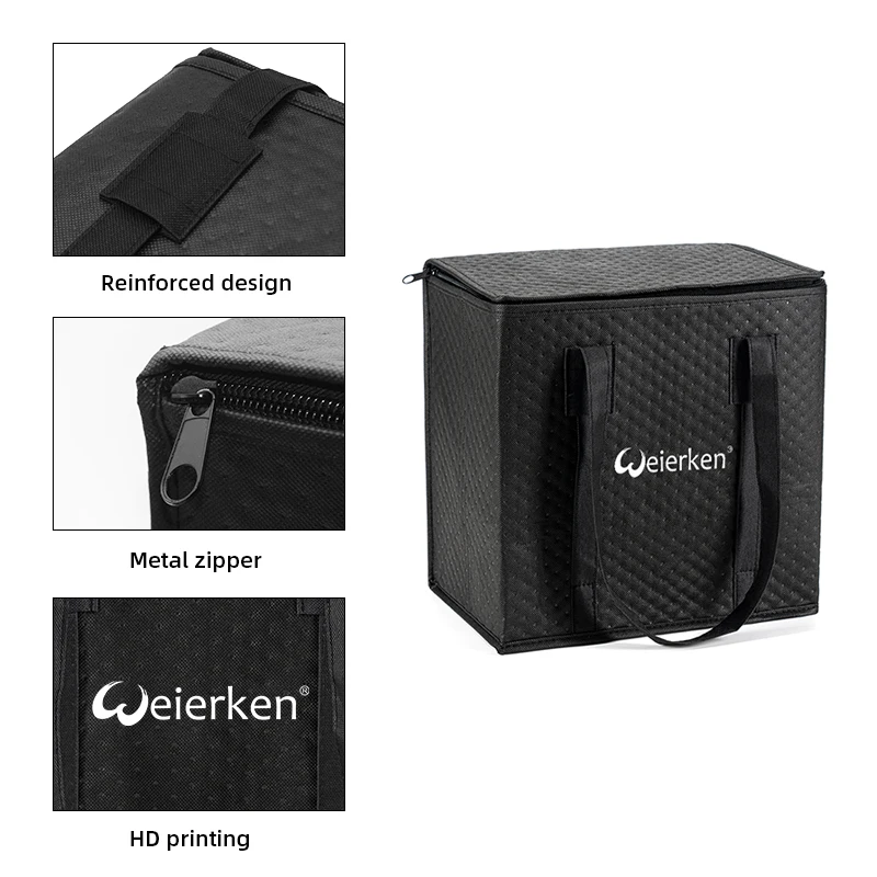 Wholesale Durable Reusable RPET Black Custom Logo Non Woven Insulated Food Pizza Delivery Bag For Bike Motorcycle Bicycle