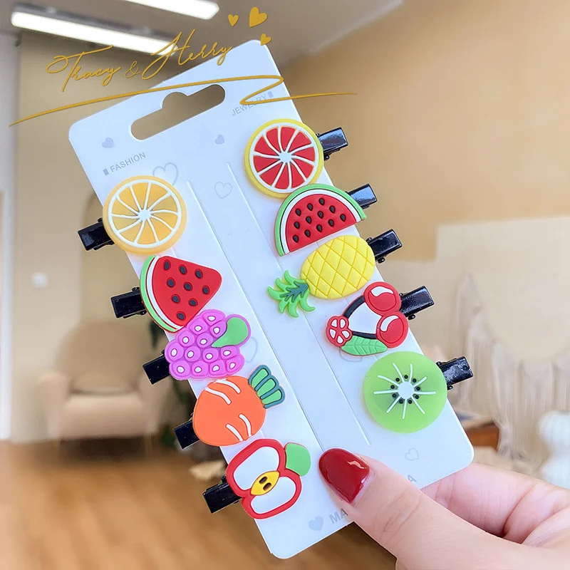 Tracy & Herry Spring 2022 New Fashion Hair Accessories Kids Colorful Cartoon Flat Spring Clips for Baby Girls Cute Hair Clip