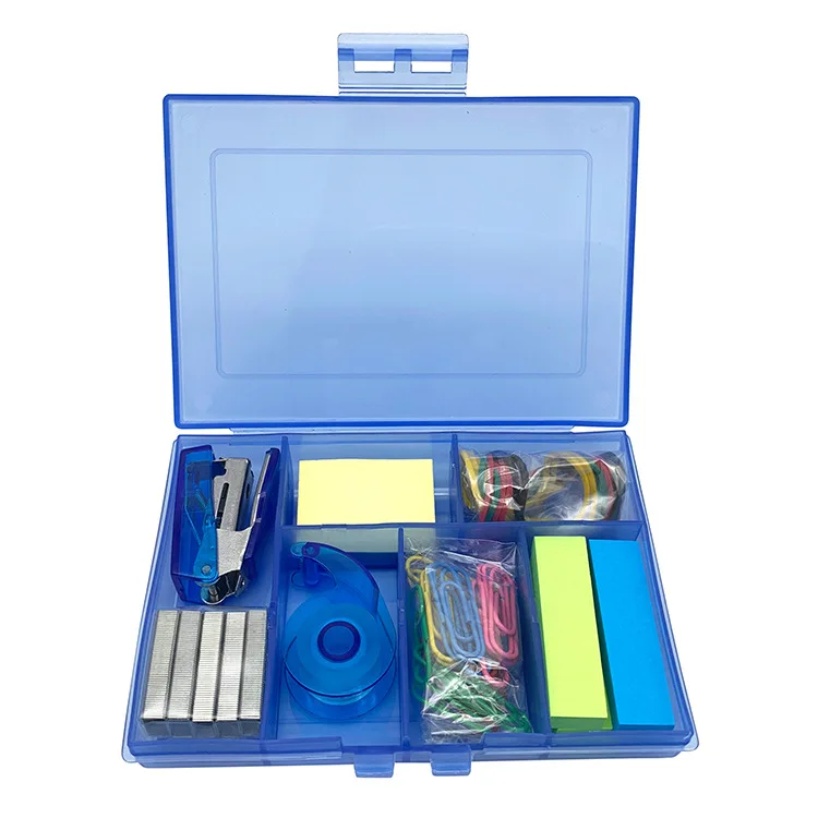 Custom 7-pieces  Office Supplies OEM&ODM School Items Including Stapler Sticky Note Paper Clip Stationery Set