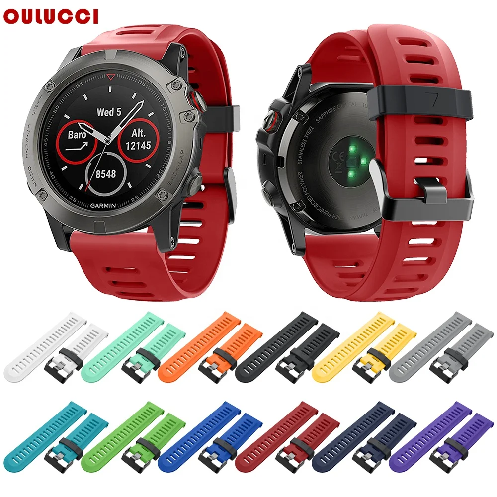 Oulucci 26mm Silicone Watch Band for Garmin Fenix 5X 5X Plus 3 3HR Business Watch Quick Release Easyfit Wrist Strap