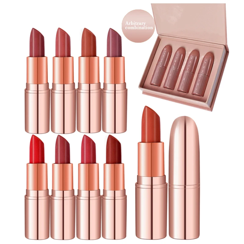 Wholesale high quality makeup vegan cream matte bullet lipstick set custom private label waterproof matte bullet lipstick kit