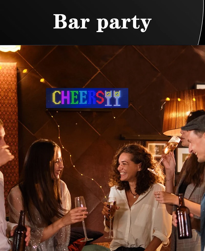 LED Car Sign Programmable LED Matrix Panel Flexible Screen Display Scrolling Sign APP Control for Cars Shop Bar Party Festival