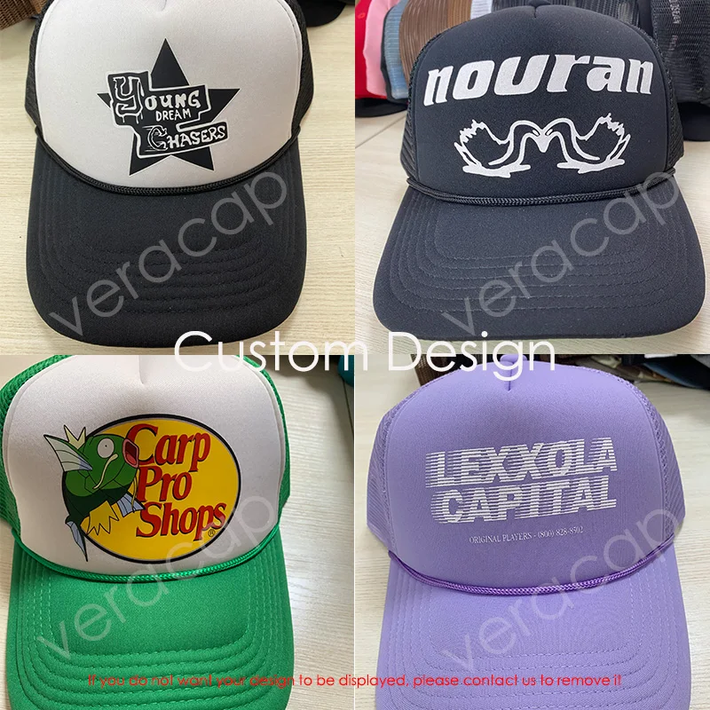 Custom Logo 5 Panel Mesh Truck Hat and Trucker Cap Veracap Customized 2 3 tone 5 panel 3d embroidery foam trucker hats mesh caps