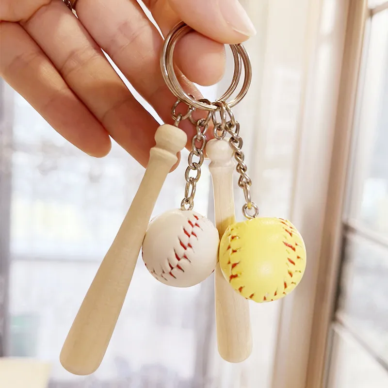 Mini Baseball wooden bat keychain for Sports Theme Party Team Souvenir sports Key Chain Key Ring Gift