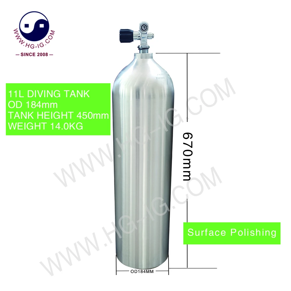 HG-IG цилиндр для дайвинга 15L/12L/11.1L/7L/6L водолазный резервуар с цилиндром полировки поверхности высокого давления