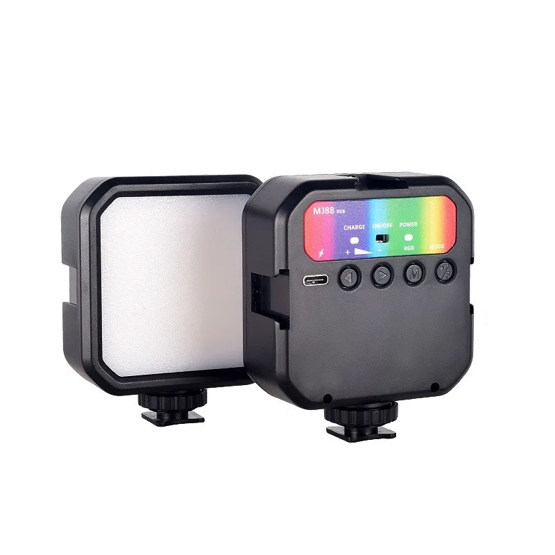360 градусов полноцветная RGB Светодиодная лампа для камеры с 3 креплениями холодной обуви 2000