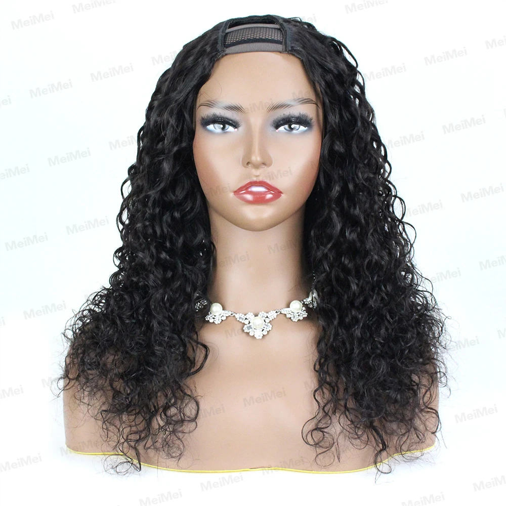 Wholesale Brazilian 100% Raw Indian Virgin Natural curly U Part Human Hair Wigs For Black Women