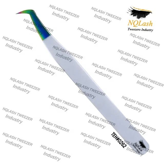 Professional Russian Volume Extension Tweezers / High Quality Rainbow Tip & White Color Eyelash Extension Tweezers From NQLASH