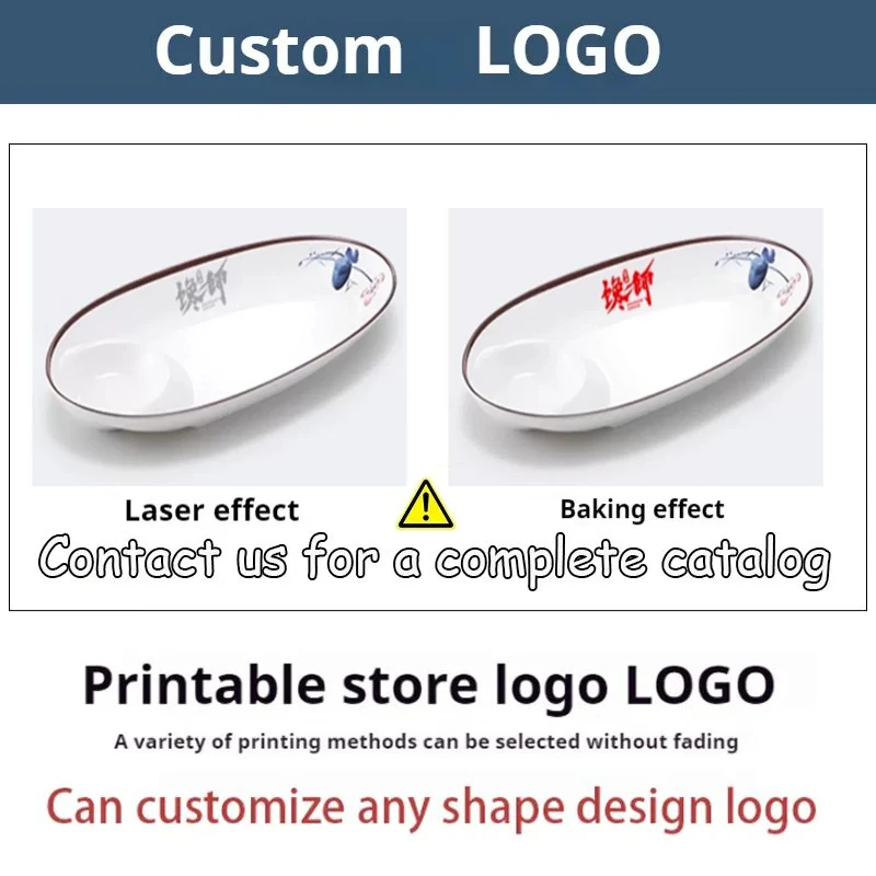 Chinese Style Custom Logo Table Ware Unbreakable Compartments Soy Sauce Dish Dinnerware Melamine Oval Plate For Restaurants
