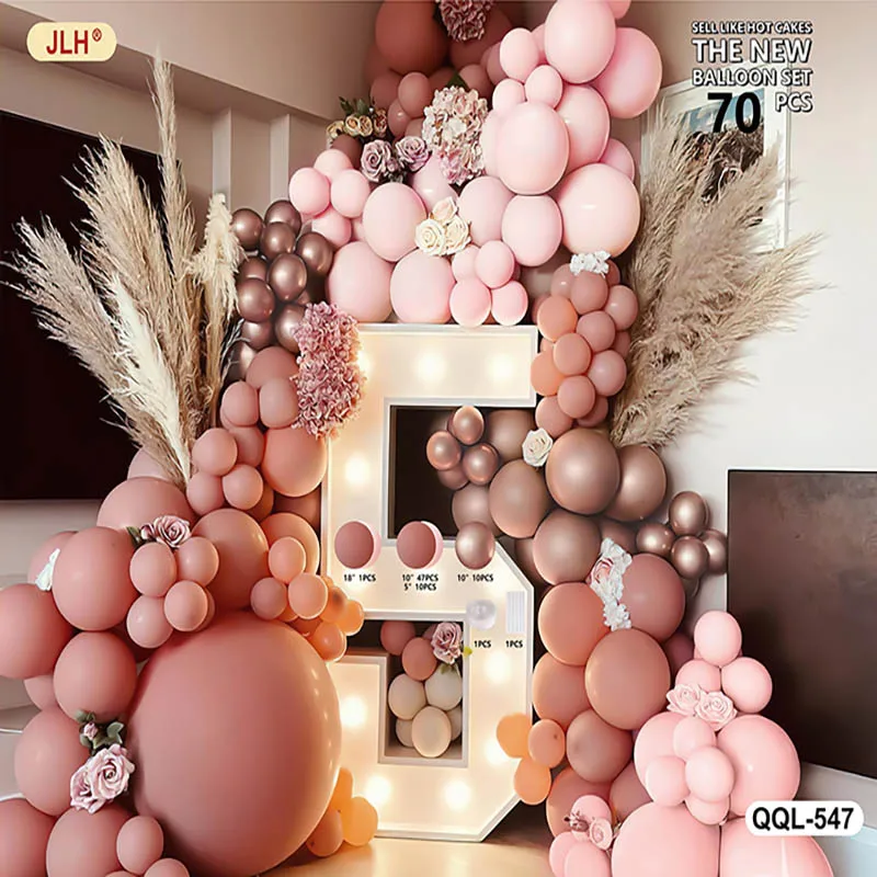 89PCS Confetti Pastel Pink Balloon Garland Set Pink Balloon Arch Kit for Birthday Baby Shower Wedding