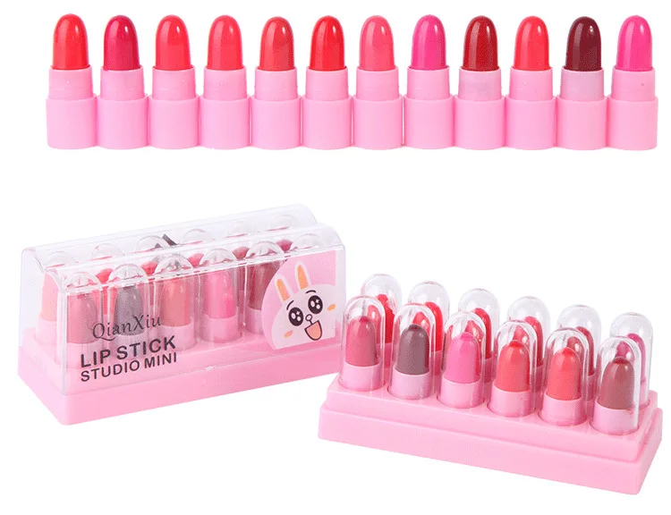 12 pcs Waterproof Cosmetics Professional Long Lasting Mini Lipstick set Cosmetics Lipstick Vendor Set Makeup Lipstick Sample Set