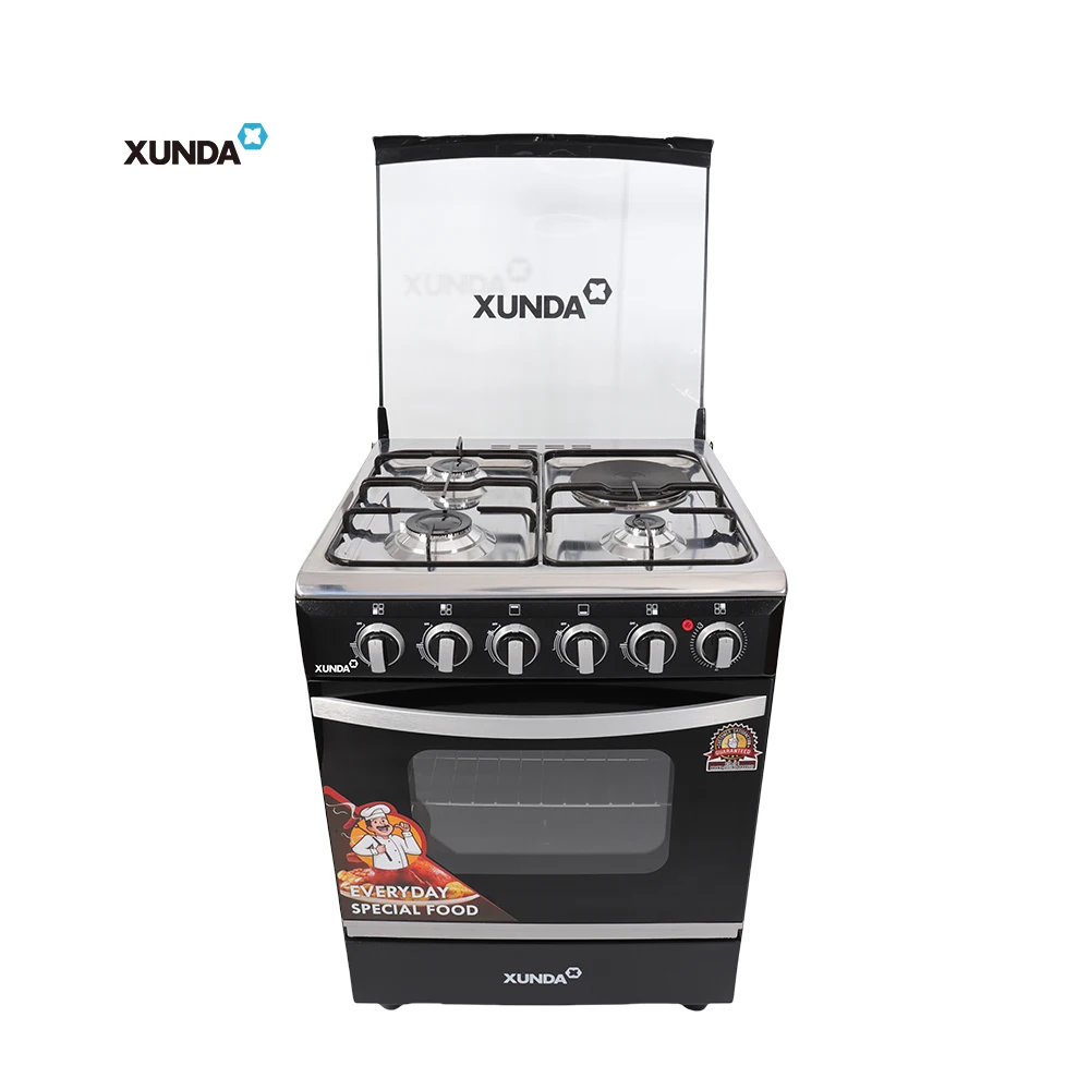 Xunda Modern Gas Cooker Free-Standing Oven 3 Burner 1 Hot Plate Gas Electric Stove 4 Burners Kitchen With Oven And Grill