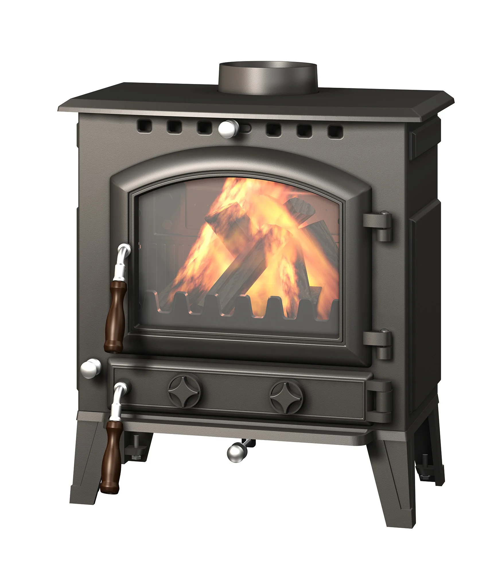 Free-standing Wood Burning Stove Modern Design Big Glass Wood Stove Wood Burning Fireplace Steel Stove