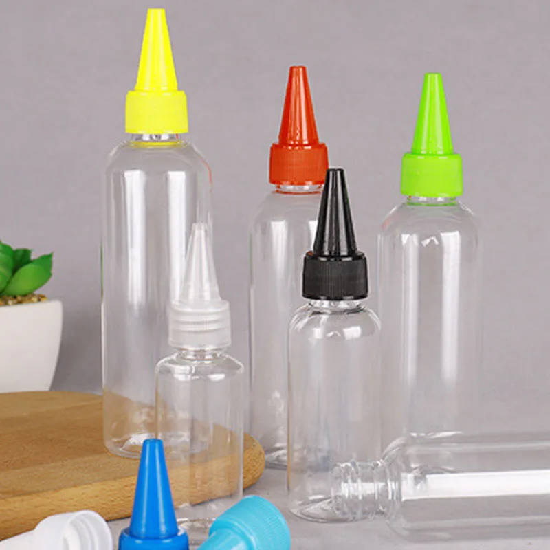 100Ml Hot Sale Twist Cap Liquid Bottles Pet Extruded Plastic Dropper Bottle With Pointed Mouth Cap For Hair Oil Bottle