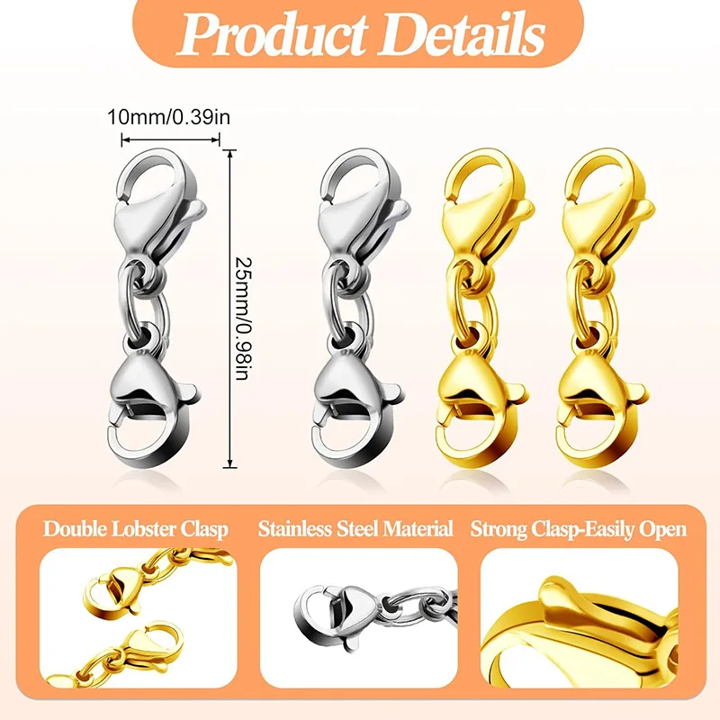 Wowei DIY Double Lobster Shortener Extension Clasps for DIY Jewelry Making Claw Connector