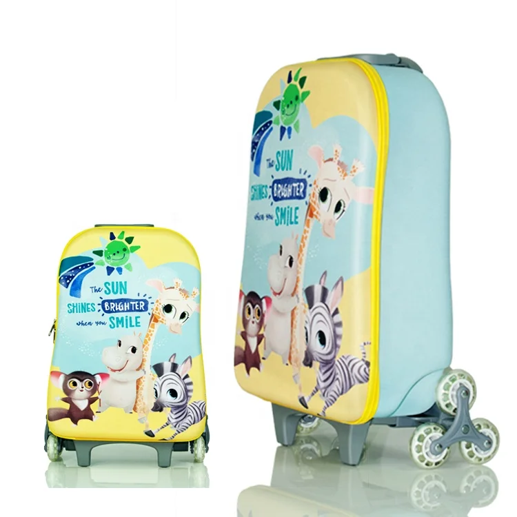 EVA 16 inch climbing stairs trolley case children luggage set with lunch bag school bag