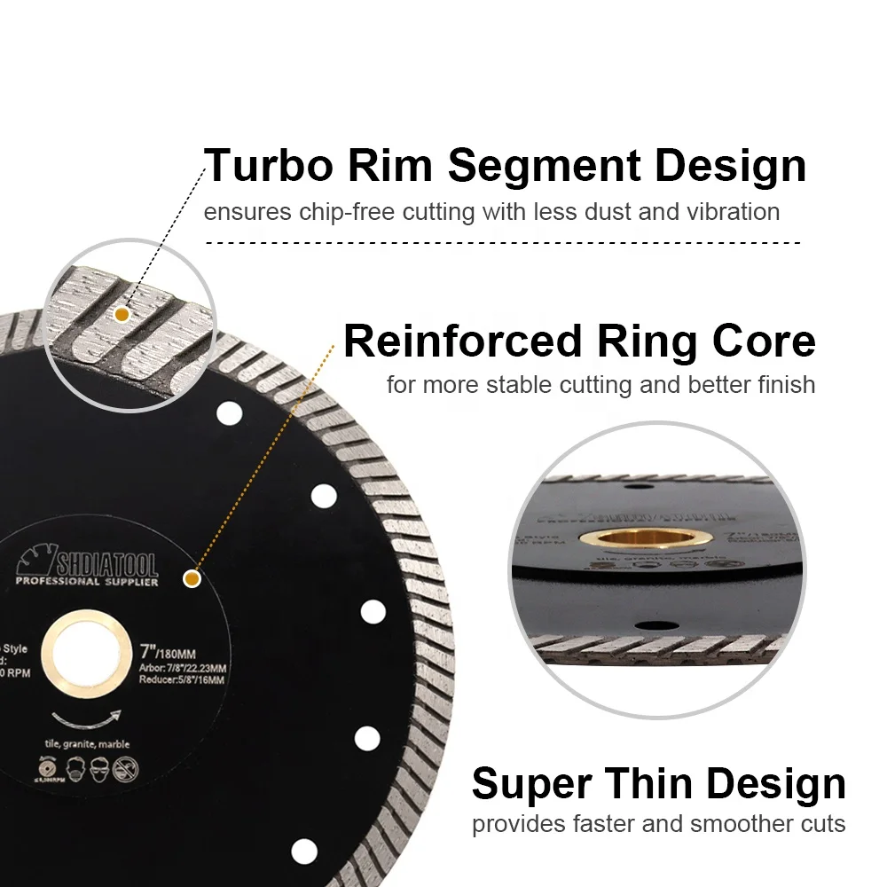 105/115/125mm Hot Pressed Super Thin Turbo Diamond Circular Saw Blade Cutting Disc for Tile Porcelain Granite