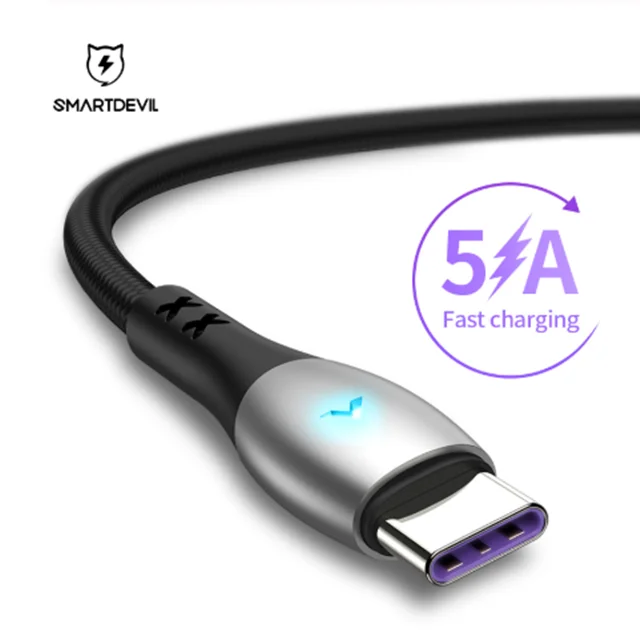  SmartDevil Быстрая зарядка USB C Type кабель 5A для Huawei Lite рro зарядный передачи данных P20 Samsung S9 Кабель-адаптер