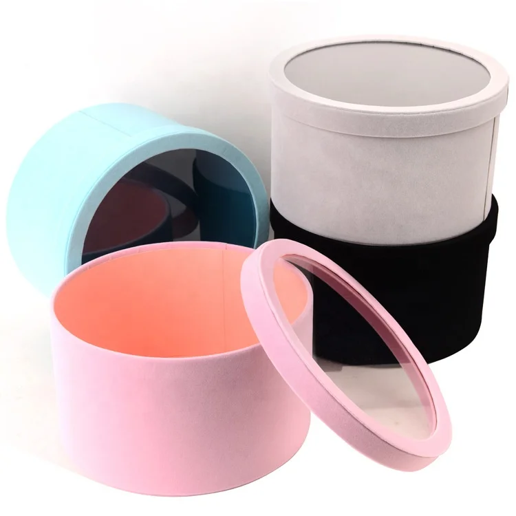 Ящик для цветов витрина цветочных композиций белая круглая коробка