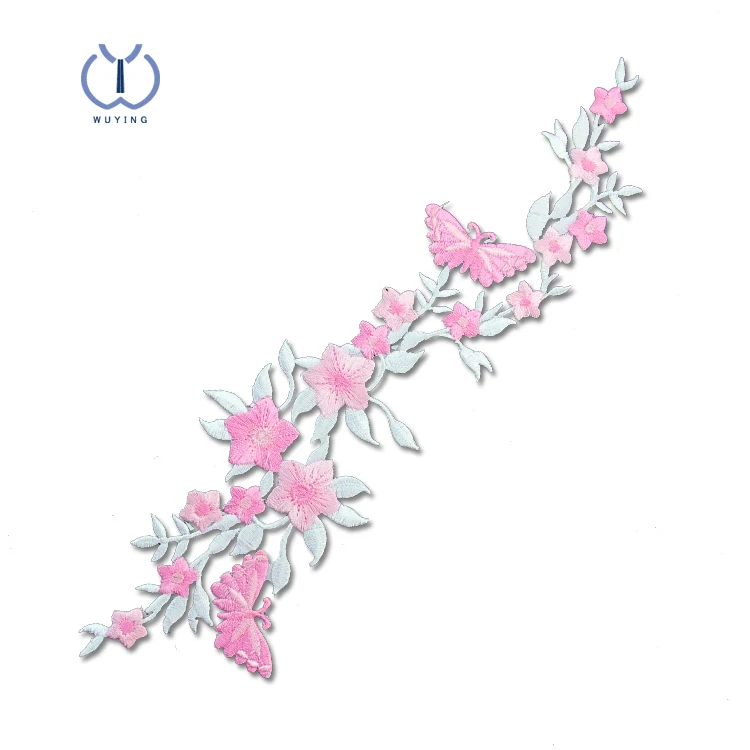 Производитель резиновых нашивок на заказ, высококачественные длинные полосатые нашивки с цветочным узором и вышивкой