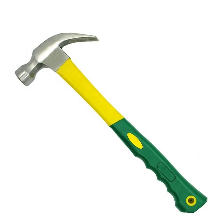 High Precision Yellow Green Claw Hammer With Tail Hole And Plastic Handle