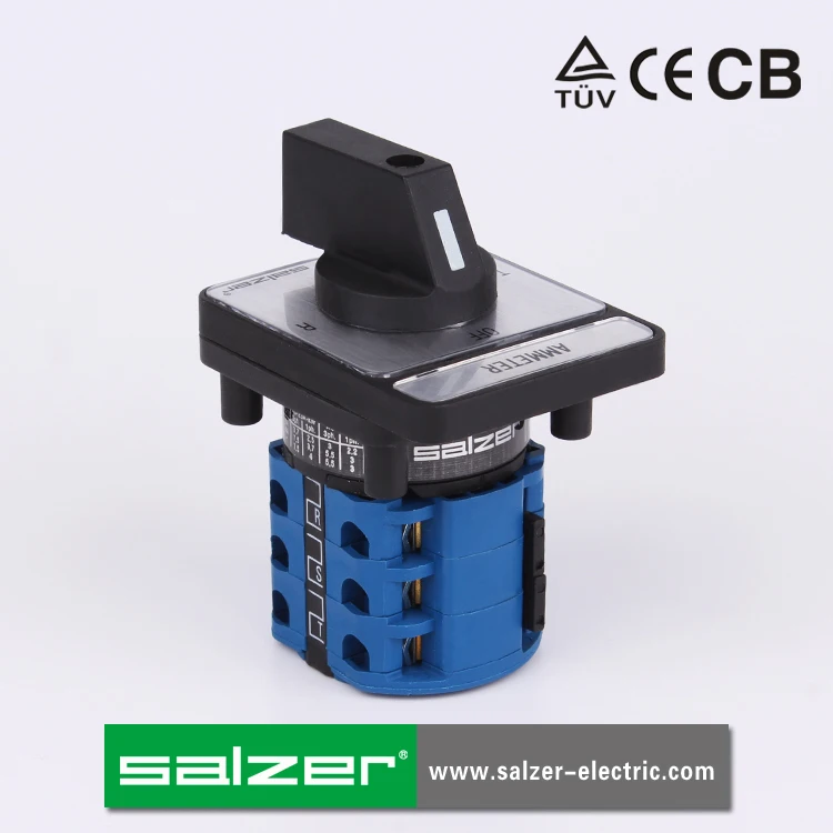 Salzer Ammeter Switch SA16 16 Amp  OFF-R-Y-B 61325 48X60mm Rotary cam switch selector switch (TUV,CE and CB Approved)