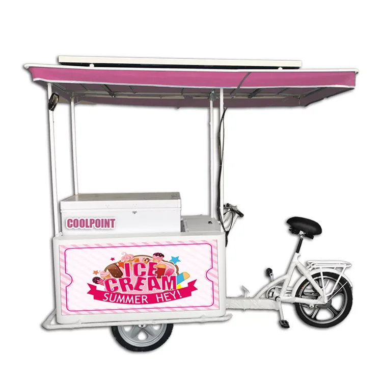 Pedal Assist Mobile Freezer Tricycle Ice Cream Cart Food Truck Fridge For Refrigerated Motorcycle