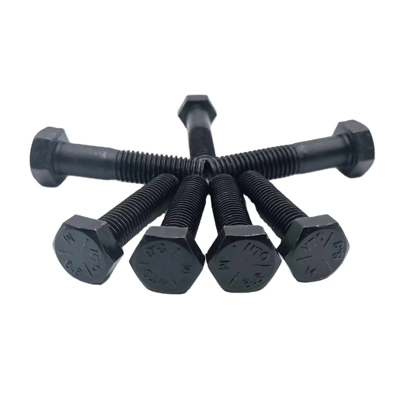 Galvanized steel hexagonal bolt DIN933 bolts and nuts M4 M6 M8 8.8 M12 M16 M18 M20 M24 in stock