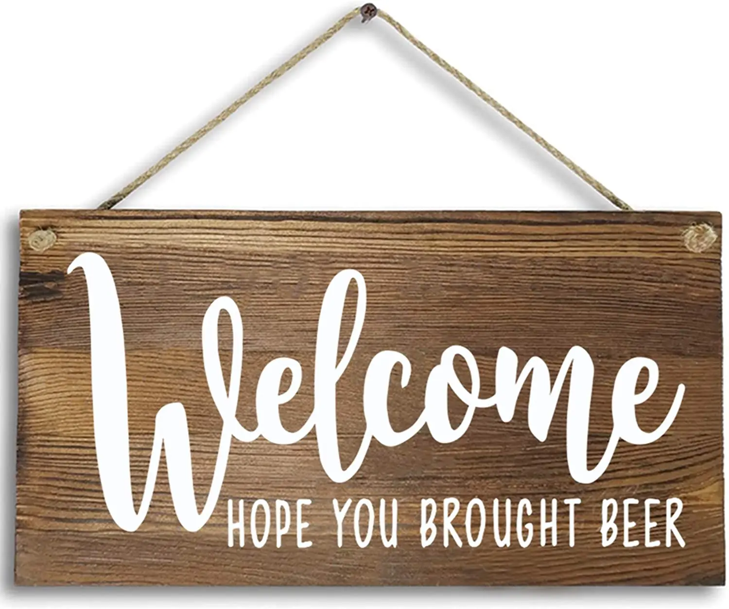 Brown Plank Door Hanging Plaque Sign Wall Decor Rustic Farmhouse Welcome Letters Wood Art Home Decoration Wooden Sign Painted