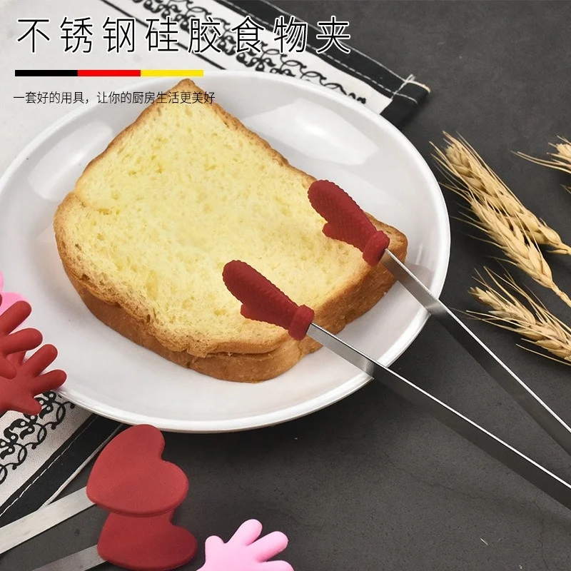 Wholesale Silicone Mini Tongs Hand Shape Food Tongs Colorful Small Kids Tongs for Serving Food Ice Cub fruits Sugar Barbecue