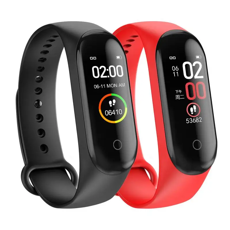 2021 Newest M4 Heart Rate Monitor Smart Bracelet  Fitness Tracker Workout Watch Wholesale Full Touch Screen Sport Smart Watch M4