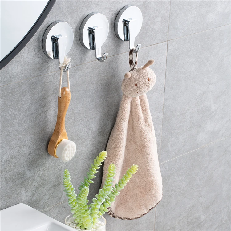 TAILI Drill-Free Removable Powerful Vacuum Suction Cup Chromed Hanging Hooks for Bathroom