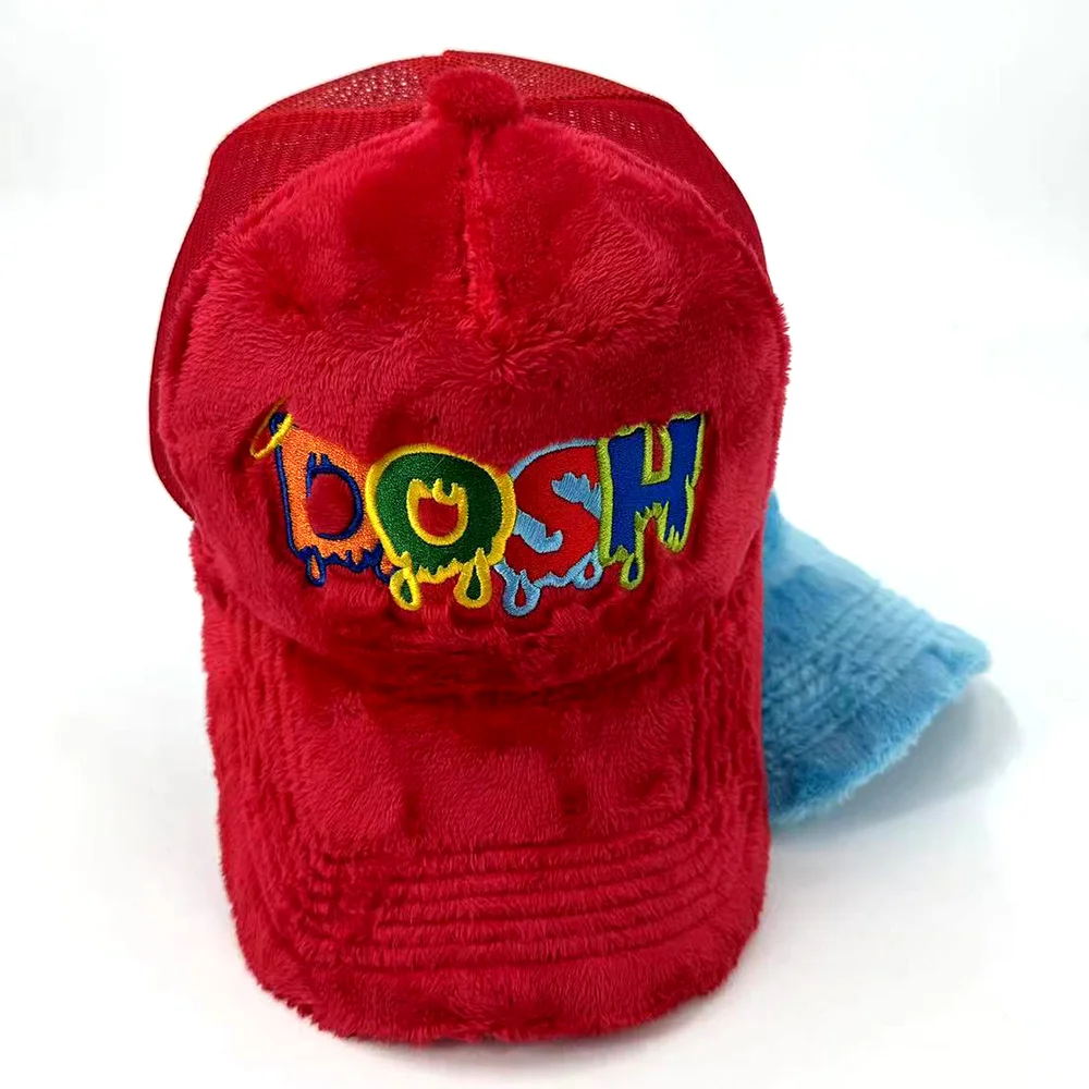 Новая мода пользовательских высокого качества 5 панель сетки бархат шляпы водителя грузовика вышивка логотипа замшевые шляпа ворсистый зимний пены